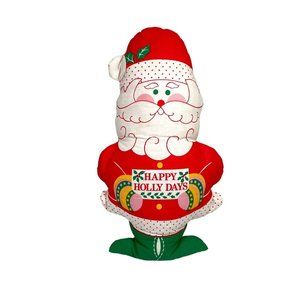 Vintage Santa Claus Plush Doll Handmade "Happy HOLLY DAYS”- 19”